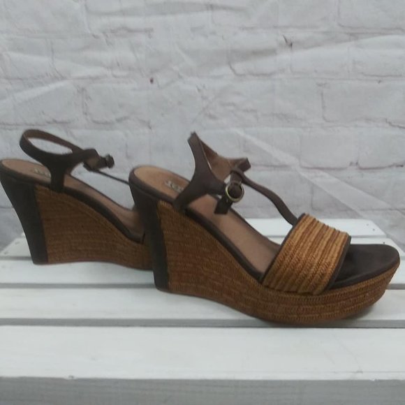Ugg Fitchie Platform Leather Sandals Brown Sz 7.5 - Picture 5 of 8